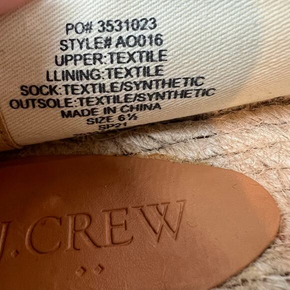 J. Crew Canvas cap-toe slip-on espadrilles beige slip on loafer flat canvas 6.5 - Picture 9 of 10